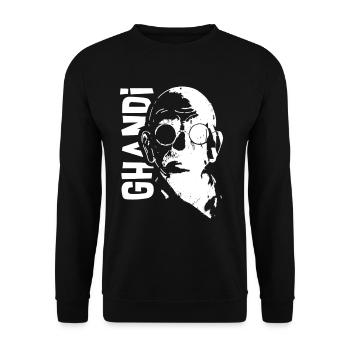 Demütiger Gandhi Indienaktivist - Unisex Pullover - Schwarz - Vorne - Alina (178cm) & Michal (187cm)