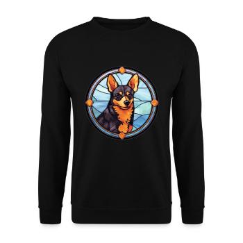 Lancashire Heeler Hunderasse Buntes Glas Bunt - Unisex Pullover - Schwarz - Vorne - Alina (178cm) & Michal (187cm)