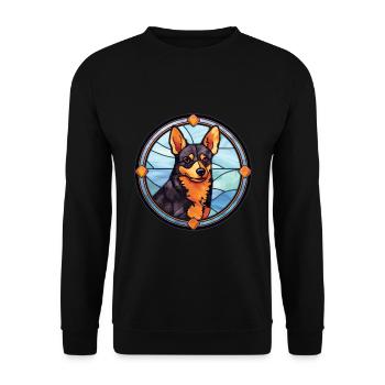 Lancashire Heeler Hunderasse Buntes Glas Bunt - Unisex Pullover - Schwarz - Vorne - Alina (178cm) & Michal (187cm)