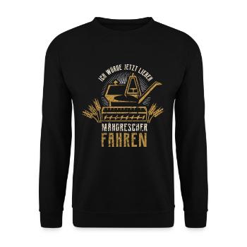 Mähdrescher Fahren - Bauer Dreschen Getreide - Unisex Pullover - Schwarz - Vorne - Alina (178cm) & Michal (187cm)