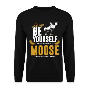 Majestätischer Elch Waldlichtung - Unisex Pullover - Schwarz - Vorne - Alina (178cm) & Michal (187cm)