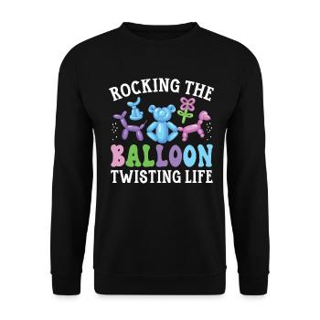 Rocking The Ballon Twisting Life Ballonmodellierun - Unisex Pullover - Schwarz - Vorne - Alina (178cm) & Michal (187cm)