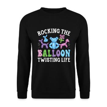 Rocking The Ballon Twisting Life Ballonmodellierun - Unisex Pullover - Schwarz - Vorne - Alina (178cm) & Michal (187cm)