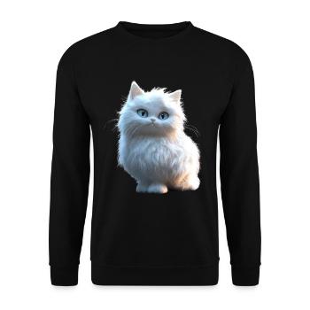 Angora Katze Weiße Angorakatze Süße Angora Katzen - Unisex Pullover - Schwarz - Vorne - Alina (178cm) & Michal (187cm)
