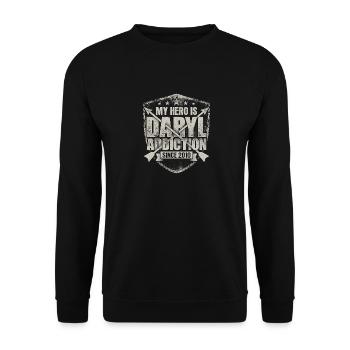 Mein Held ist Daryl - Unisex Pullover - Schwarz - Vorne - Alina (178cm) & Michal (187cm)