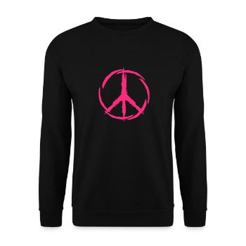 Peace Symbol Rosa Frieden Freiheit - Unisex Pullover - Schwarz - Vorne - Alina (178cm) & Michal (187cm)