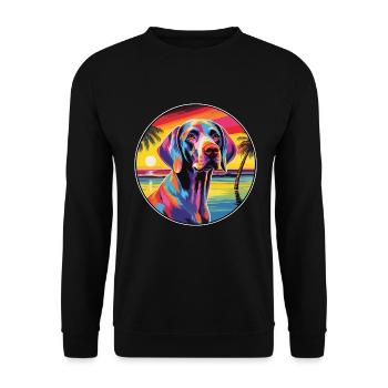 Hannover Hund Rasse Bunte Karikatur Watercolo - Unisex Pullover - Schwarz - Vorne - Alina (178cm) & Michal (187cm)