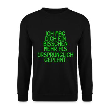Spruch Ich mag dich ein bisschen mehr Geschenk - Unisex Pullover - Schwarz - Vorne - Alina (178cm) & Michal (187cm)