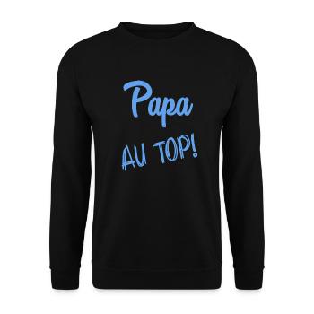 FROHER VATERTAG. PAPA. VATERTAG - Unisex Pullover - Schwarz - Vorne - Alina (178cm) & Michal (187cm)