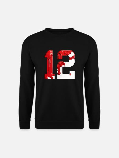 NON. 12 NUMÉRO 12 ROUGE BLANC 12E ANNIVERSAIRE - Sweat-shirt Unisexe - noir