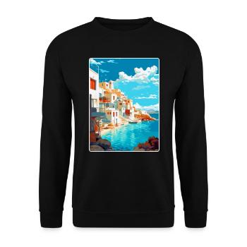 Naxos Griechenland Vintage Reiseposter WPA Souvenir - Unisex Pullover - Schwarz - Vorne - Alina (178cm) & Michal (187cm)