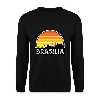 Brasilia Brasilien Flagge Skyline Reisesouvenir - Unisex Pullover - Schwarz - Vorne - Alina (178cm) & Michal (187cm)