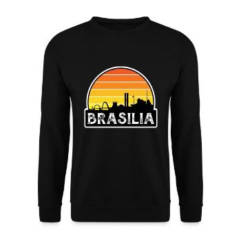 Brasilia Brasilien Flagge Skyline Reisesouvenir - Unisex Pullover - Schwarz - Vorne - Alina (178cm) & Michal (187cm)