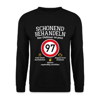 97. Geburtstag Schonend Behandeln Oldtimer Ist 97 - Unisex Pullover - Schwarz - Vorne - Alina (178cm) & Michal (187cm)