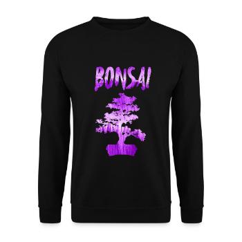 Bonsai Lila Aquarellbaum - Unisex Pullover - Schwarz - Vorne - Alina (178cm) & Michal (187cm)