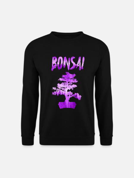 Bonsai Lila Aquarellbaum - Unisex Pullover - Schwarz