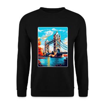 Tower Bridge England Uk Reise Poster Souvenir WPA - Unisex Pullover - Schwarz - Vorne - Alina (178cm) & Michal (187cm)