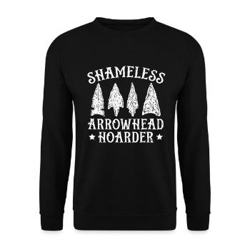 Schamloser Pfeilspitzensammler Pfeilspitzenjagd - Unisex Pullover - Schwarz - Vorne - Alina (178cm) & Michal (187cm)