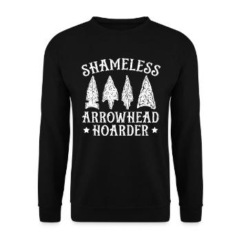 Schamloser Pfeilspitzensammler Pfeilspitzenjagd - Unisex Pullover - Schwarz - Vorne - Alina (178cm) & Michal (187cm)