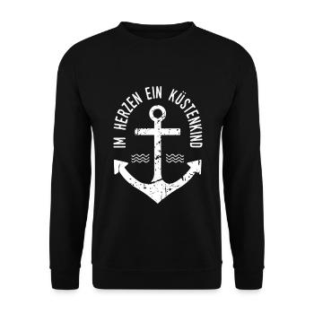 Im Herzen ein Küstenkind - Unisex Pullover - Schwarz - Vorne - Alina (178cm) & Michal (187cm)