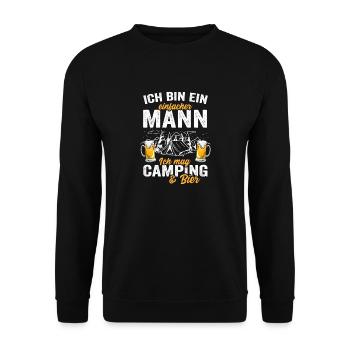 Ich bin ein einfacher Mann ich Mag Camping & Bier - Unisex Pullover - Schwarz - Vorne - Alina (178cm) & Michal (187cm)