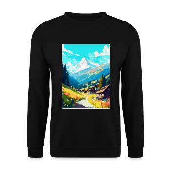 Mayrofen, Autriche, Affiche de voyage vintage, souvenir - Sweat-shirt Unisexe - noir - Devant - Alina (178cm) & Michal (187cm)