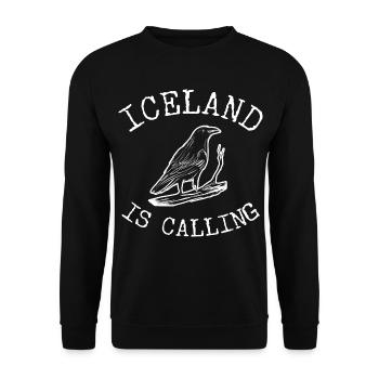 Island Rabe Krähe Rabenvogel Iceland - Unisex Pullover - Schwarz - Vorne - Alina (178cm) & Michal (187cm)