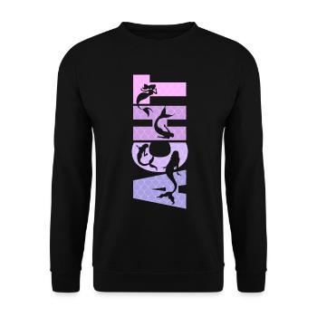 Kinder Geburtstag Mädchen 8 Jahre Meerjungfrau - Unisex Pullover - Schwarz - Vorne - Alina (178cm) & Michal (187cm)