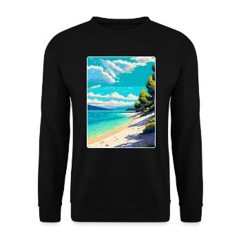 Zlatni Rat Strand Kroatien Vintage Reiseposter WPA - Unisex Pullover - Schwarz - Vorne - Alina (178cm) & Michal (187cm)