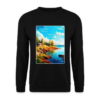 Ålandinseln Finnland Vintage Reiseplakat WPA - Unisex Pullover - Schwarz - Vorne - Alina (178cm) & Michal (187cm)