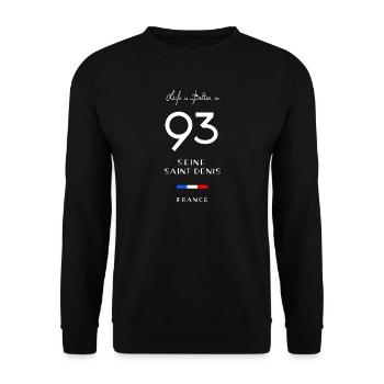 Das Leben ist besser SEINE-SAINT-DENIS Nummer 93 Frankreich - Unisex Pullover - Schwarz - Vorne - Alina (178cm) & Michal (187cm)