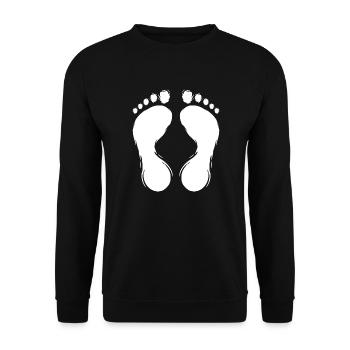 Fußabdruck Fußabdrücke Design weiß - Unisex Pullover - Schwarz - Vorne - Alina (178cm) & Michal (187cm)