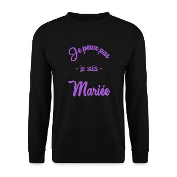 HOCHZEIT. PAAR. ICH HABE GERADE GEHEIRATET. Junggesellinnenabschied - Unisex Pullover - Schwarz - Vorne - Alina (178cm) & Michal (187cm)