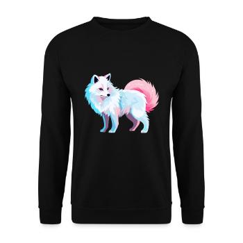 Arktisfuchs Bunte Aquarell-Karikatur Kawaii Anim - Unisex Pullover - Schwarz - Vorne - Alina (178cm) & Michal (187cm)