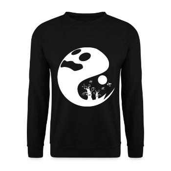 Geist Halloween Outfit Geisterstunde Geister - Unisex Pullover - Schwarz - Vorne - Alina (178cm) & Michal (187cm)