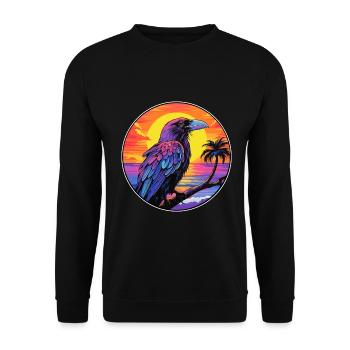 Krähe bunte Aquarell-Karikatur Kawaii-Tier - Unisex Pullover - Schwarz - Vorne - Alina (178cm) & Michal (187cm)