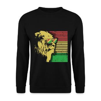 Rasta Lion Löwe Reggae Rastafari Sonnenbrille - Unisex Pullover - Schwarz - Vorne - Alina (178cm) & Michal (187cm)