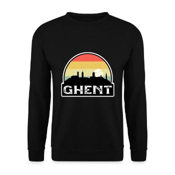 Gent Belgien Flagge Skyline Reisesouvenir - Unisex Pullover - Schwarz - Vorne - Alina (178cm) & Michal (187cm)