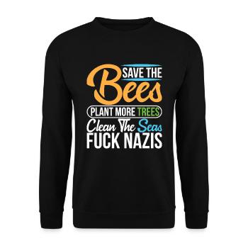 Save The Bees Plant More Trees Clean The Seas - Unisex Pullover - Schwarz - Vorne - Alina (178cm) & Michal (187cm)