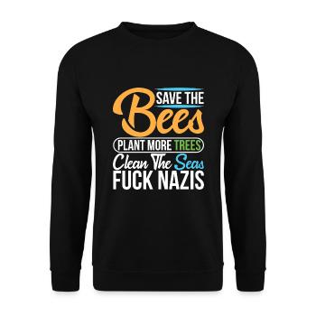 Save The Bees Plant More Trees Clean The Seas - Unisex Pullover - Schwarz - Vorne - Alina (178cm) & Michal (187cm)
