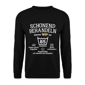 85. Geburtstag Schonend Behandeln 85 VIP ist 85 - Unisex Pullover - Schwarz - Vorne - Alina (178cm) & Michal (187cm)