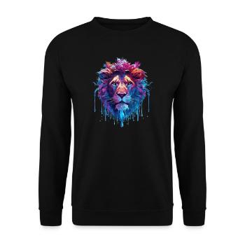 Spiritueller Löwenzauber - Unisex Pullover - Schwarz - Vorne - Alina (178cm) & Michal (187cm)