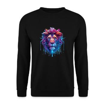 Spiritueller Löwenzauber - Unisex Pullover - Schwarz - Vorne - Alina (178cm) & Michal (187cm)
