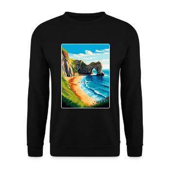 Durdle Door England Uk Reise Poster Souvenir WPA - Unisex Pullover - Schwarz - Vorne - Alina (178cm) & Michal (187cm)