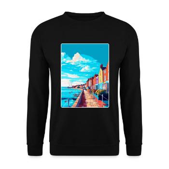 Weymouth England Uk Vintage Reiseposter Souvenir - Unisex Pullover - Schwarz - Vorne - Alina (178cm) & Michal (187cm)