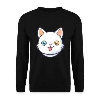Hantilly Tiffany Katze Cartoon Aquarell Clipart - Unisex Pullover - Schwarz - Vorne - Alina (178cm) & Michal (187cm)
