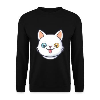 Hantilly Tiffany Katze Cartoon Aquarell Clipart - Unisex Pullover - Schwarz - Vorne - Alina (178cm) & Michal (187cm)