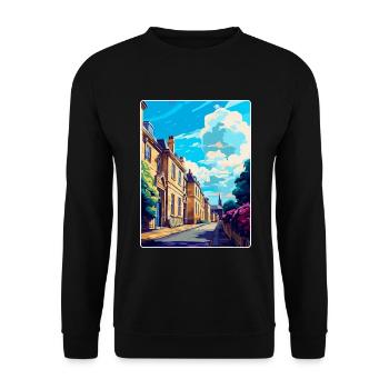 Chipping Norton England Uk Travel Poster Souvenir - Unisex Sweatshirt - black - Front - Alina (178cm) & Michal (187cm)