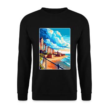 Cromer England Uk Vintage Reiseposter Souvenir - Unisex Pullover - Schwarz - Vorne - Alina (178cm) & Michal (187cm)