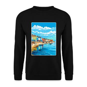 Weymouth England Uk Vintage Reiseposter Souvenir - Unisex Pullover - Schwarz - Vorne - Alina (178cm) & Michal (187cm)